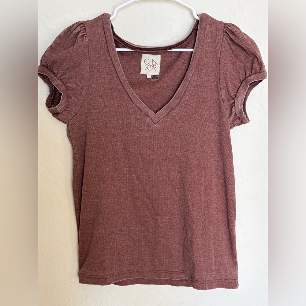 CHASER Brand T-shirt top Women’s  Large 100% Cotton Mocha Brown